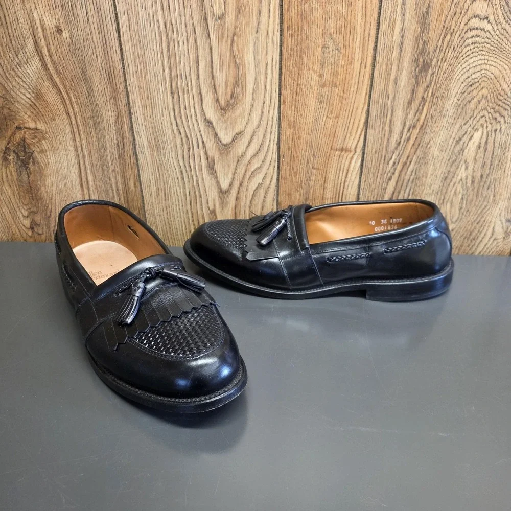 Allen Edmonds Shoes Men 10 EEE Black Leather Tassel Kiltie Loafers 1809